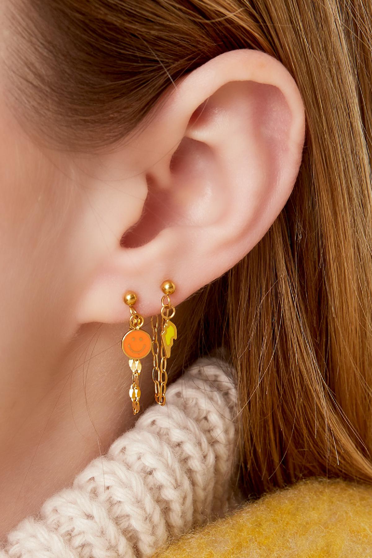 Earrings lightning  Orange Stainless Steel h5 Picture3